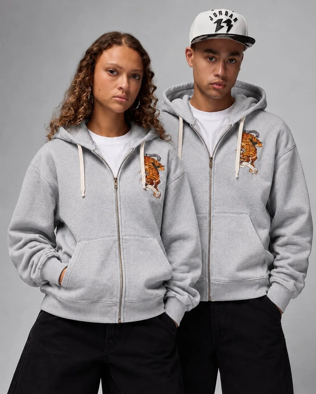 Veste Tigre grise — coupe oversize unisexe