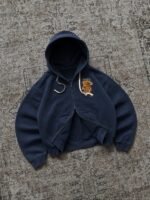 Veste Tigre bleu marine en coton présentée à plat