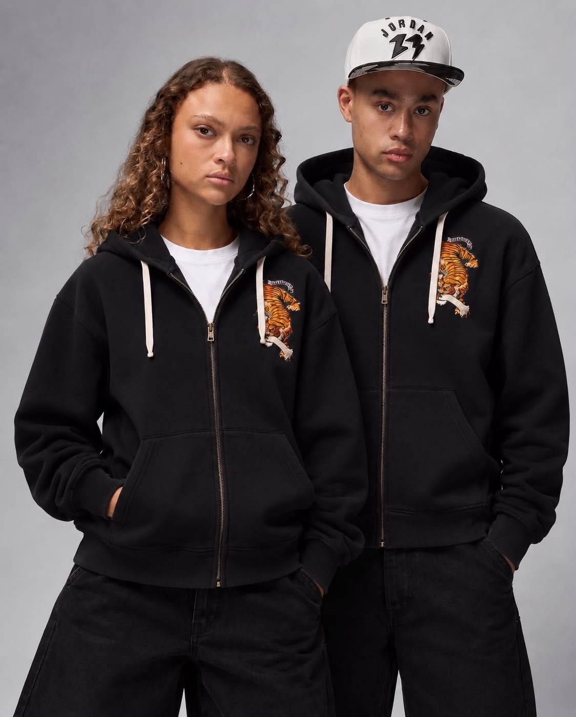Veste Tigre noire oversize unisexe KAI Signature