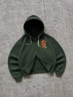 Veste Tigre vert olive en coton présentée à plat