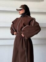 Set AURA marron — détail de la veste